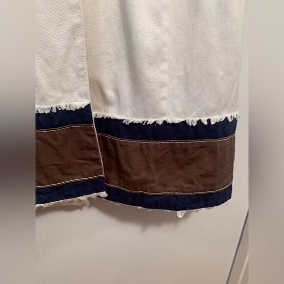 Boden EUC cream/brown cotton long coat with large brown buttons Size 10 - Picture 5 of 9